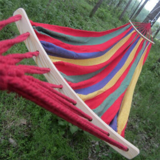 Portable Canvas Hammock with Wood Support - Double