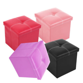 Neat Nook / Faux Leather Foldable Storage Ottoman Stool