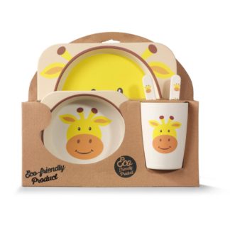 5 Pieces Bamboo Kids Plate Meal Set Dinner Plate for Children