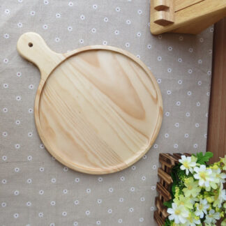 Wooden Round Pizza Tray With Handle, Pizza Plate, Cutting Board, Fruit Plate, Steak Plate, Serving Tray