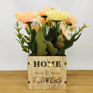 Artificial Flower Wood Box Pot (PC2)