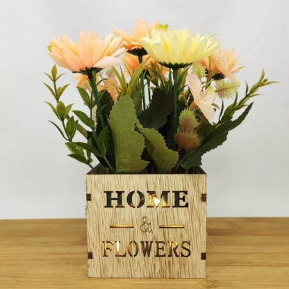 Artificial Flower Wood Box Pot (PC2)