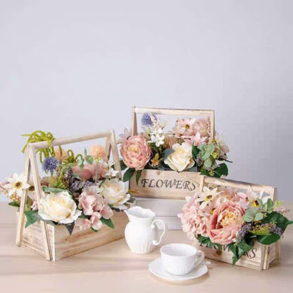 Artificial Flower Wood Box (PC4)