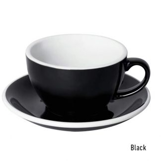 300 ml Black Cappuccino Cup/Plate Set of 6