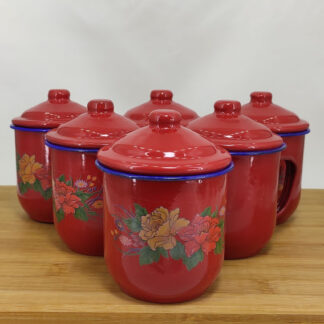 Enamelware Mug with Lid (Pack of 6)