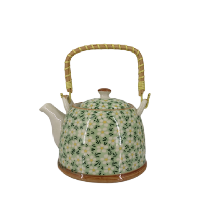 Ceramic Dami tea pot with bamboo handle