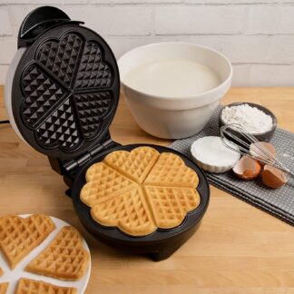 Boma Heart Waffle Maker- Non-Stick Waffle Griddle Iron with Browning Control- 5 Heart-Shaped Waffles