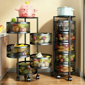 RackSense / 5 Layer Metal Portable Rotating for Fruits Round Storage Rack & Vegetable