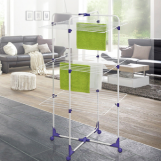 RackSense / 3-Tiered Laundry Station with Collapsible Shelves and Wheels for Folding, Sorting and Air Drying Garments (HP09-154H)