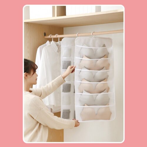 Neat Nook / 6+18 Cell Double-sided Wall Closet Hanging Organizer Storage Underwear Hanging Storage Bag