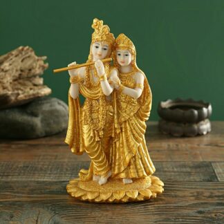 Radha Krishna Statue (Golden, 10" X 6.5" X 4")