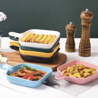 Pan Shape Ceramic Plate (Set of 3)