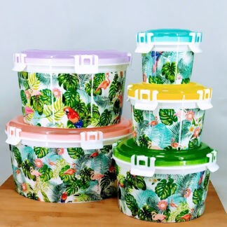 5 Pieces Storage Box (Fresh Box-NK-1803) Round Clip Lock