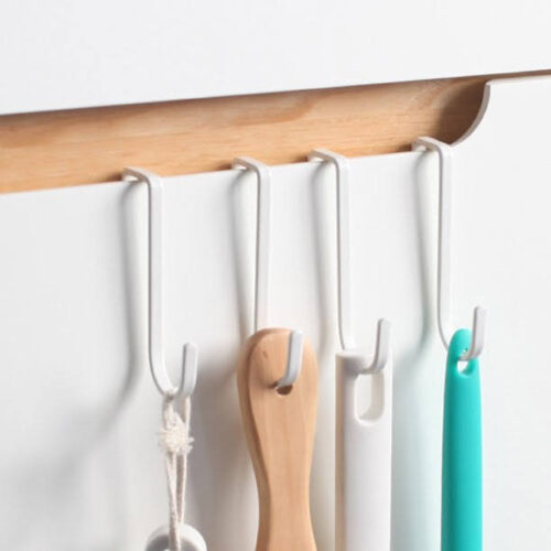 RackSense / Over The Cabinet Door Double Hooks for Kitchen, Cabinet, Drawer, Bathroom, Wardrobe (1 pc)