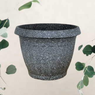 Poly Garden / Ribbed Plastic Flower Pot Stone Painted - PFP-2005P : 25.5 cm Diameter X 19cm Height
