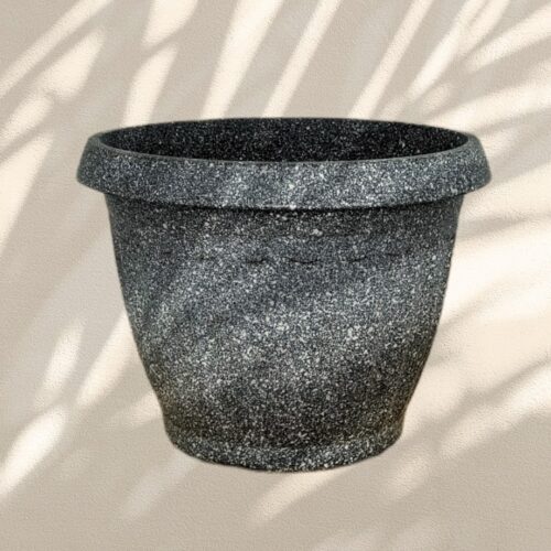 Poly Garden / Ribbed Plastic Flower Pot Stone Painted - PFP-2006P : 29 cm Diameter X 22cm Height