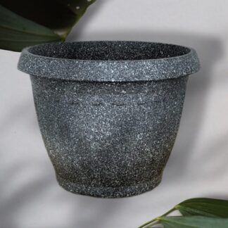 Poly Garden / Ribbed Plastic Flower Pot Stone Painted - PFP-2007P : 32 cm Diameter X 24.5cm Height