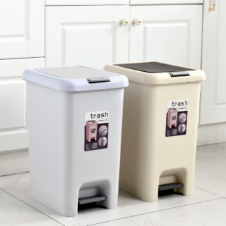 Pedal Trash Can Plastic Pressing Type Trash Can Bucket Large Size Square Waste Bin Kitchen Bathroom 10 L