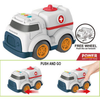 Baby Super Truck Ambulance Toy Cars Pull Back Vehicle with Light and Music for Children