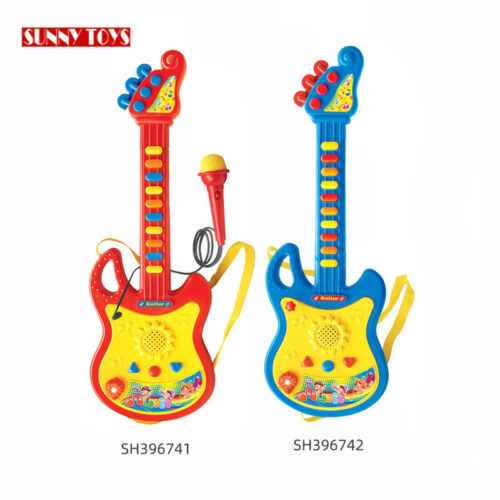Children musical guitar toy with microphone & led light