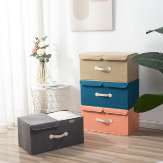 Neat Nook / Dual Compartment Storage Bins with Lids, Large Collapsible Storage Boxes with Lids