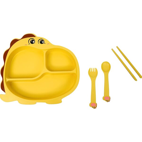 DINO Bamboo Fiber Feeding Set for Kids (5 Pcs Set) BPA Free