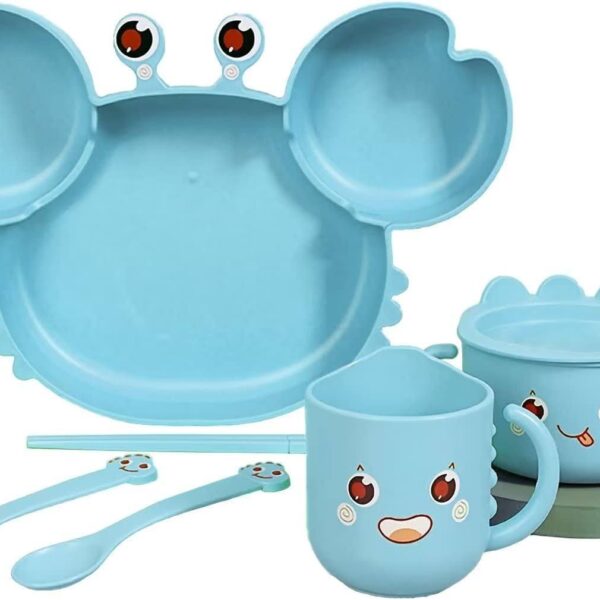 DINO BambooFibre Plate and Bowl Set (7 Pcs Set) BPA Free