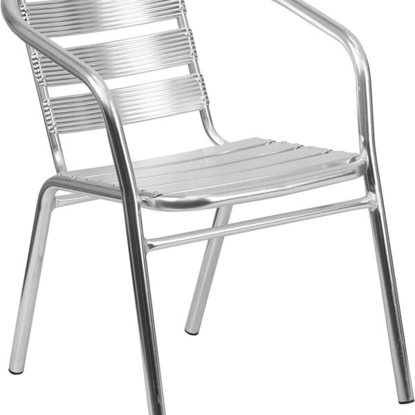 Heavy Duty Steel Indoor/Outdoor Stack Chair with Triple Slat Back