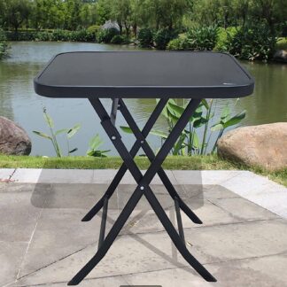 Tempered Glass/Metal Folding Table | 70 cm x 70 cm