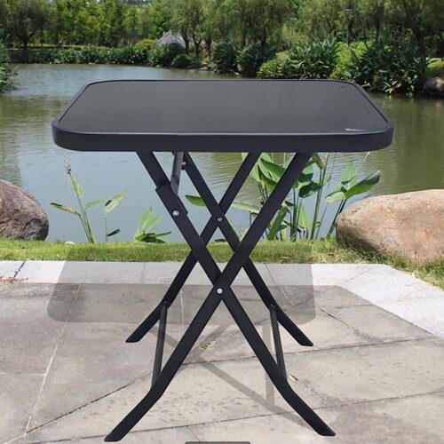 Tempered Glass/Metal Folding Table | 70 cm x 70 cm
