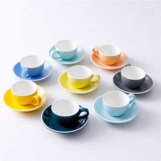 Rockingham Cappuccino Coffee Ceramic Cup and Plate Set Color (Set of 6) 250ml
