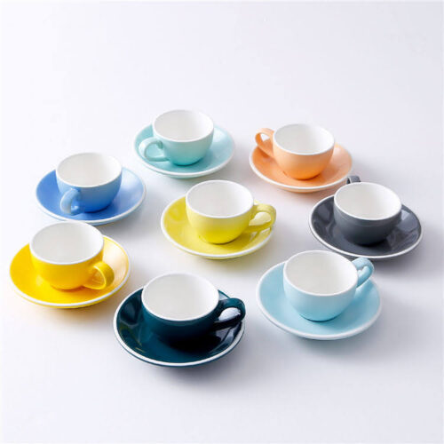 Rockingham Cappuccino Coffee Ceramic Cup and Plate Set Color (Set of 6) 250ml