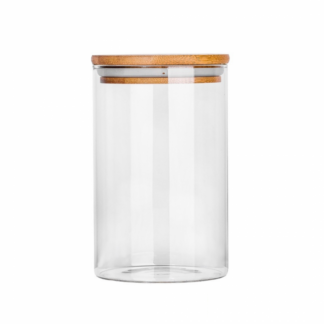 CYLINDRICAL GLASS JARS WITH BAMBOO LID 6.5 × 6.5 × 8 cm | 300 mL