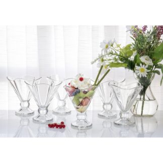 Ice Cream Parfait Fruit Salad Dessert Bowls Set of 6 Clear Glass 6.75 Oz Footed