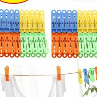 48Pcs Plastic Laundry Clothes Pins 4Colors Hanging Drying 2 Inch Long Pegs Clips