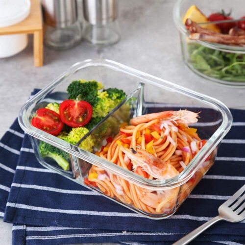 Oven Glass Container Rectangular W/Divider 650ml