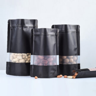 Stand Up Pouch with Window & Zipper, Aluminium Foil Lined Matte (100 Pcs) (14x20 cm)