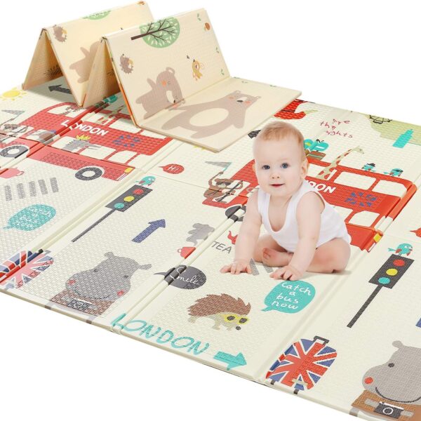 Baby Crawling Play Mat, Non-Toxic Foldable Waterproof for Toddlers and Infants (1.5 x 2.0 m)