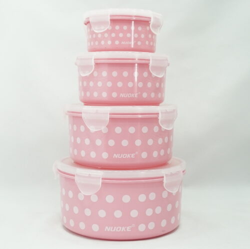 4 pieces storage box dotted Round (Fresh Box-2838)