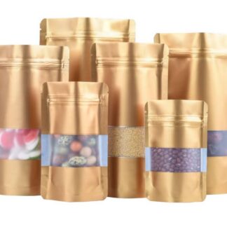 Stand Up Pouch with Window & Zipper, Aluminium Foil Lined Matte (100 Pcs) (16x24 cm)