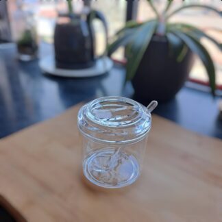 Clear Acrylic Sugar Pot With Lid and Spoon, 320ml