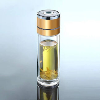 Double Wall Glass Insulated Tea Infuser Bottle