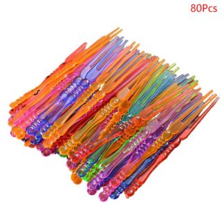 Mini Color Transparent Disposable Fruit Forks 30 Pcs