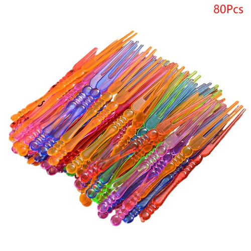 Mini Color Transparent Disposable Fruit Forks 30 Pcs