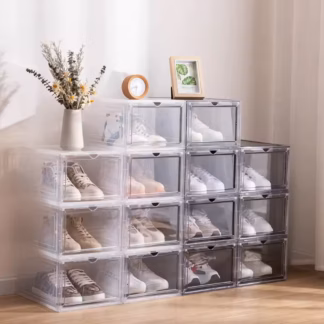RackSense | Large Clear Stackable Shoe Storage Boxes