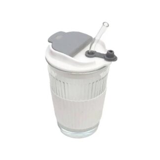 Drink Coffee Glass Cup with Lid and Straw and Sleeve | 500 ml