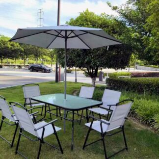 Ranger Patio Table/Chair Set with Umbrella (8 pcs)