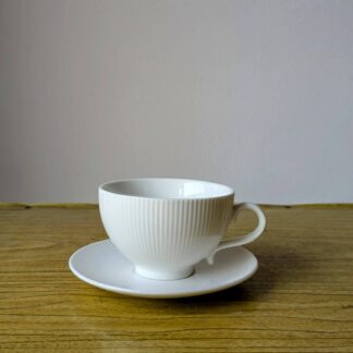 Ribbed Ceramic Tea Cup & Saucer | 6 Pcs Set