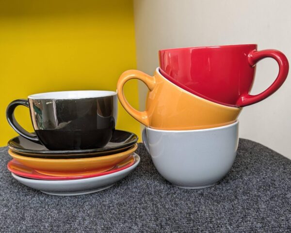 Color Cappuccino Cup & Saucer | 6 Pcs Set