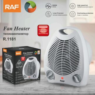RAF Electric Fan-Forced Portable Space Heater with Adjustable Thermostat, Overheat Sensor, Tip-Over Switch, & Heat Resistant Housing, Ideal for Home, Bedroom, & Office, 2000W | R.1181